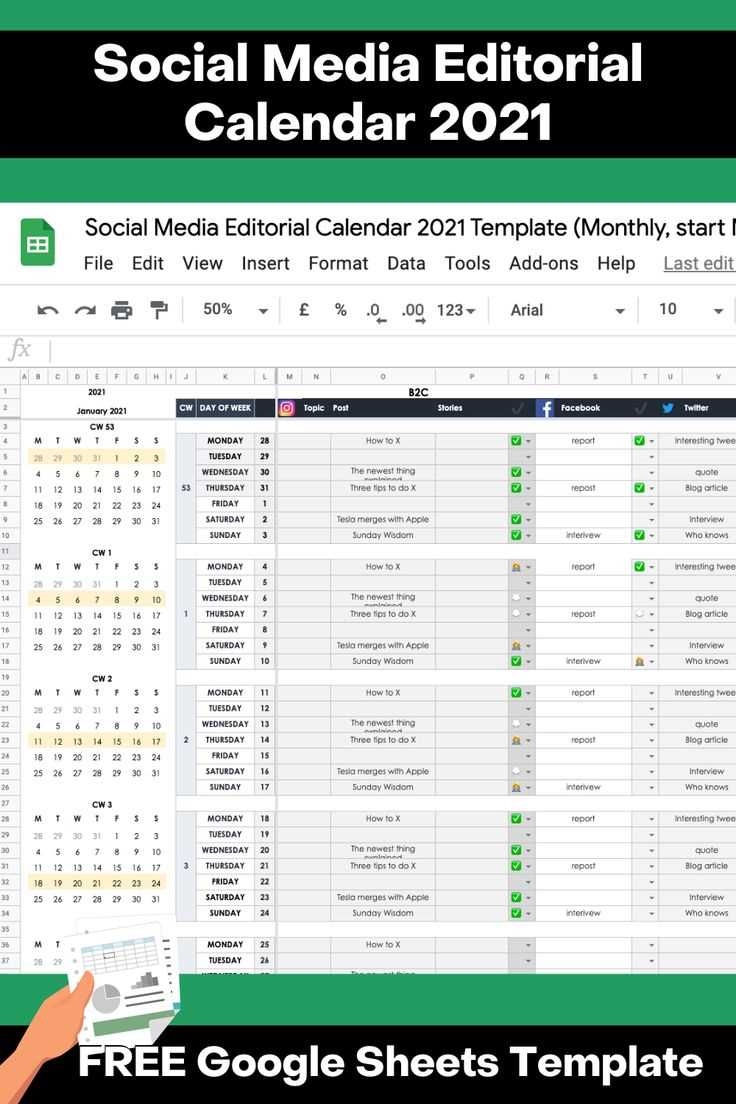 social media calendar sheets template