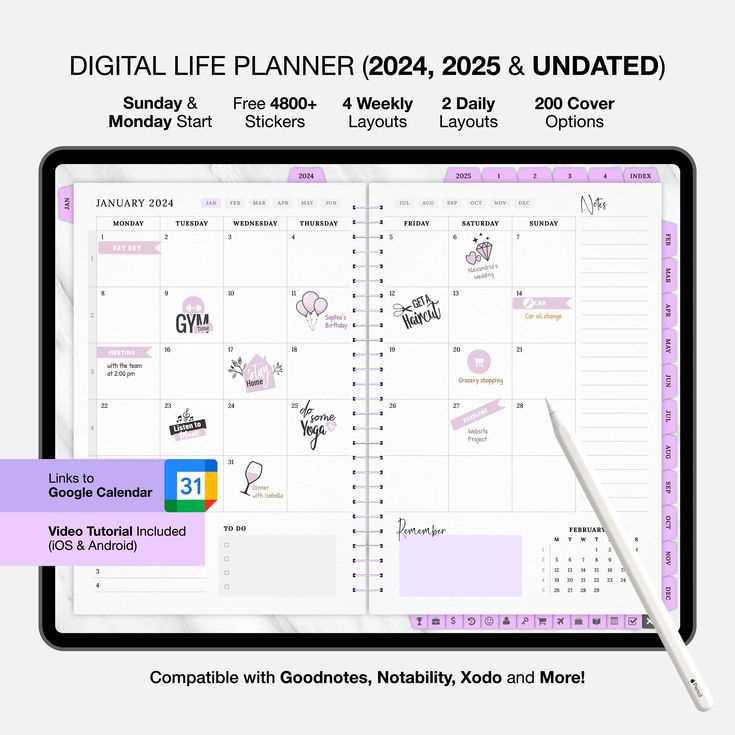 calendar template 2025 goodnotes