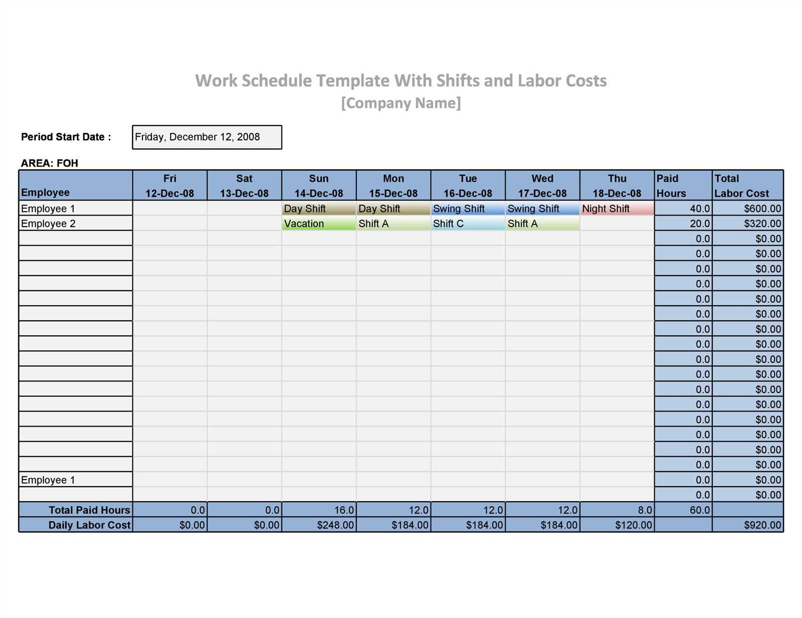 job scheduling calendar template