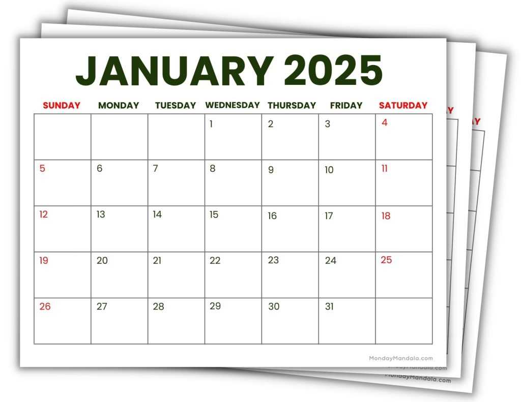 free calendar template for 2025