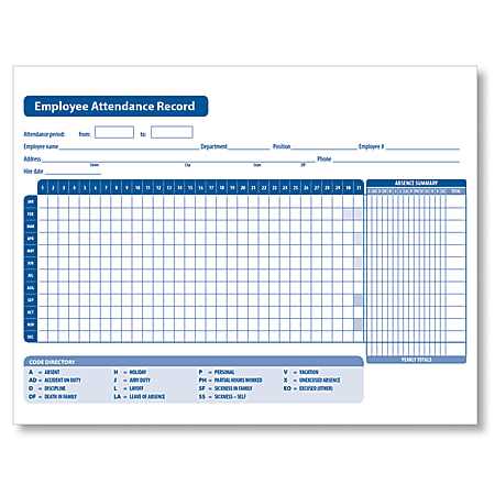 employee attendance calendar template