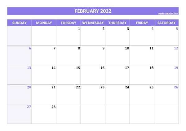 feb calendar template