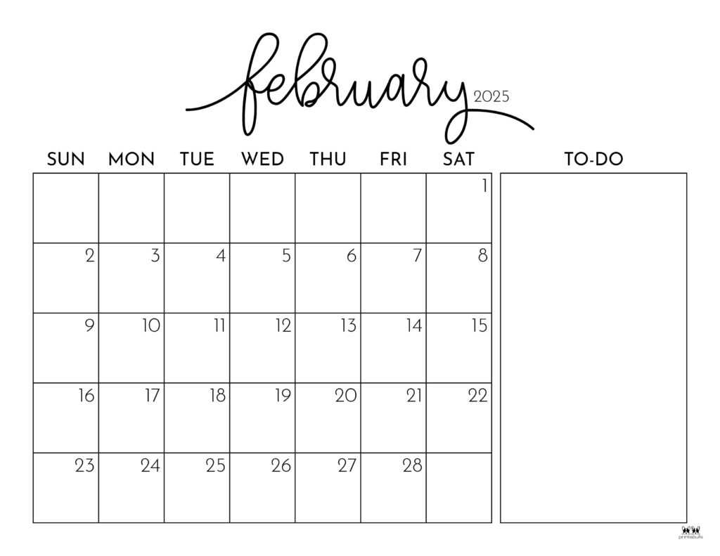 2025 february calendar template