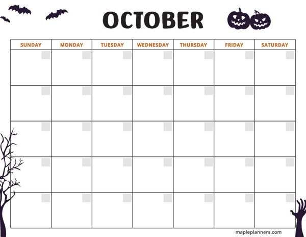 october calendar template editable