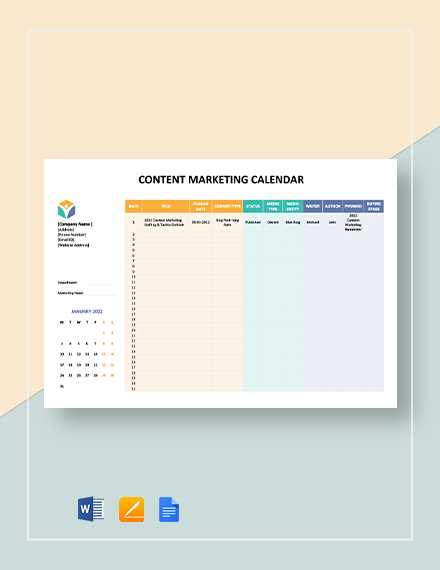 sample marketing calendar template