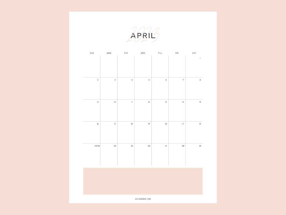 april calendar template