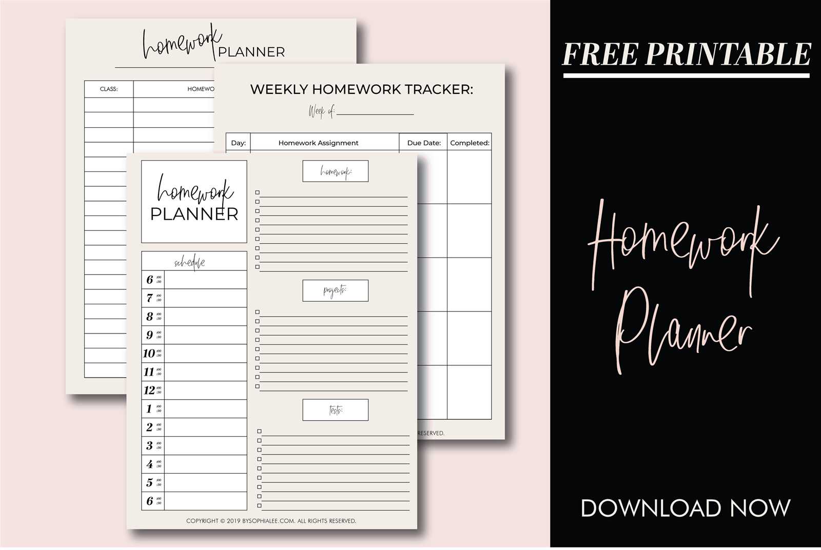 weekly homework calendar template