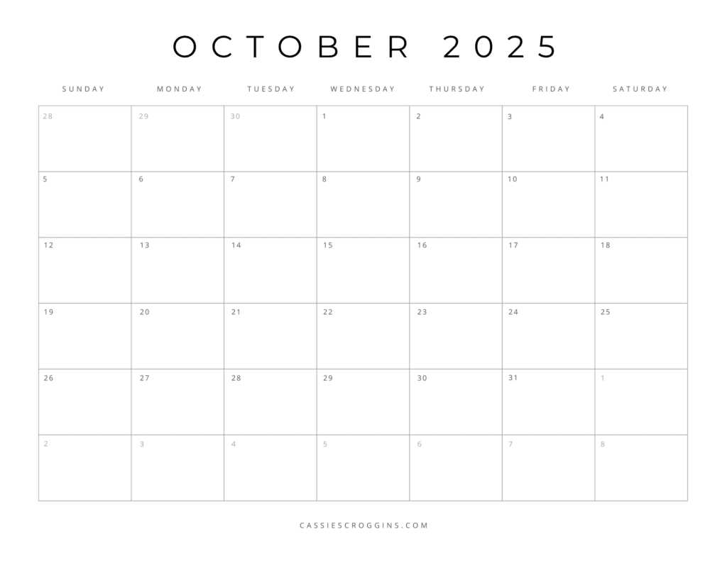 2025 october calendar template