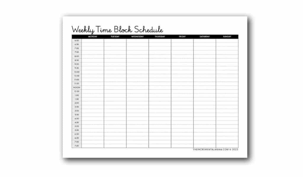 weekly block calendar template