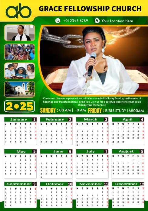 church calendar template 2025