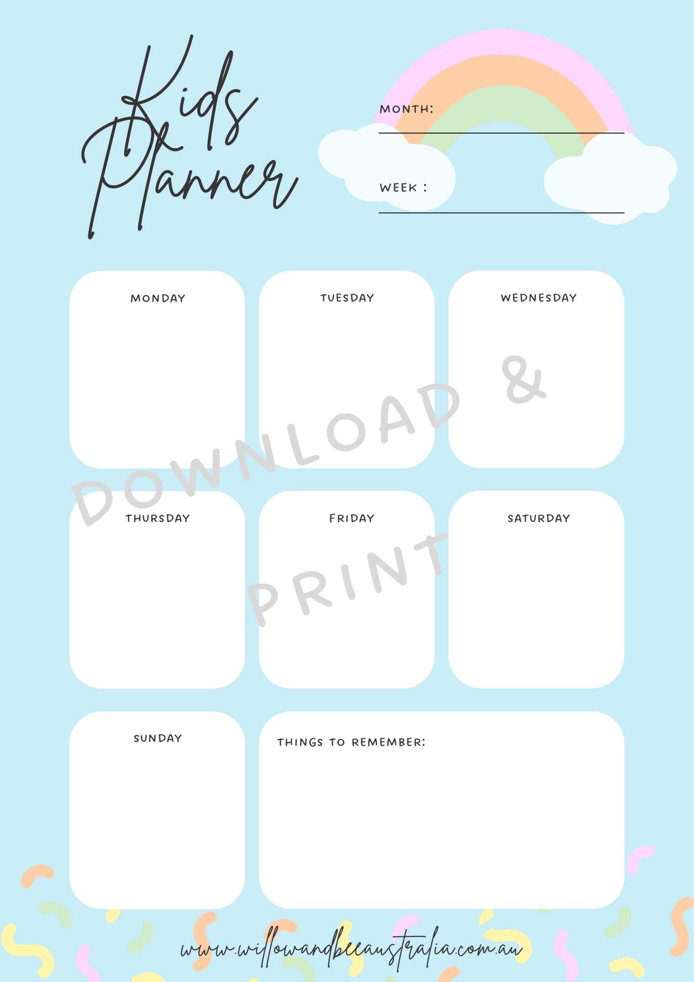 free printable weekly calendar templates