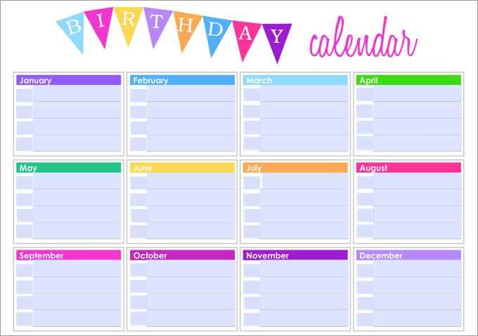 birthday template calendar