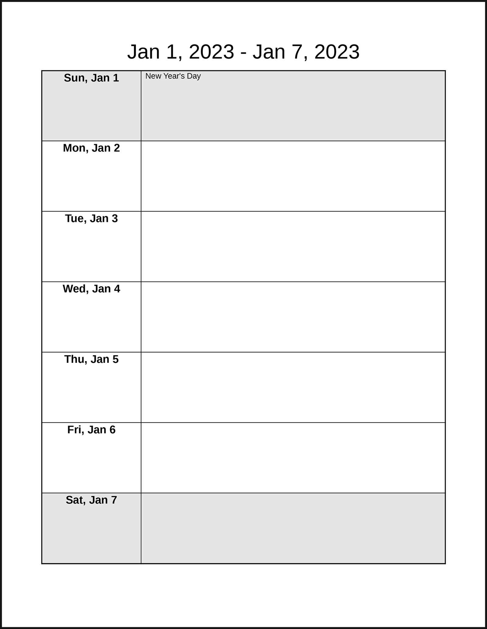 5 week calendar template