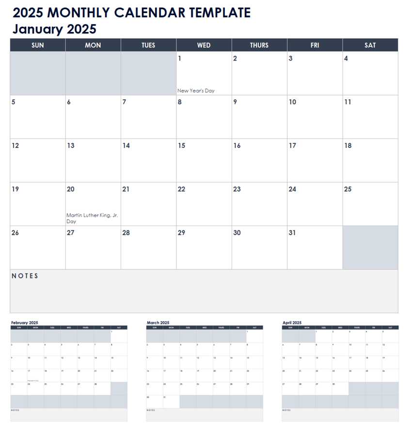 premade calendar templates