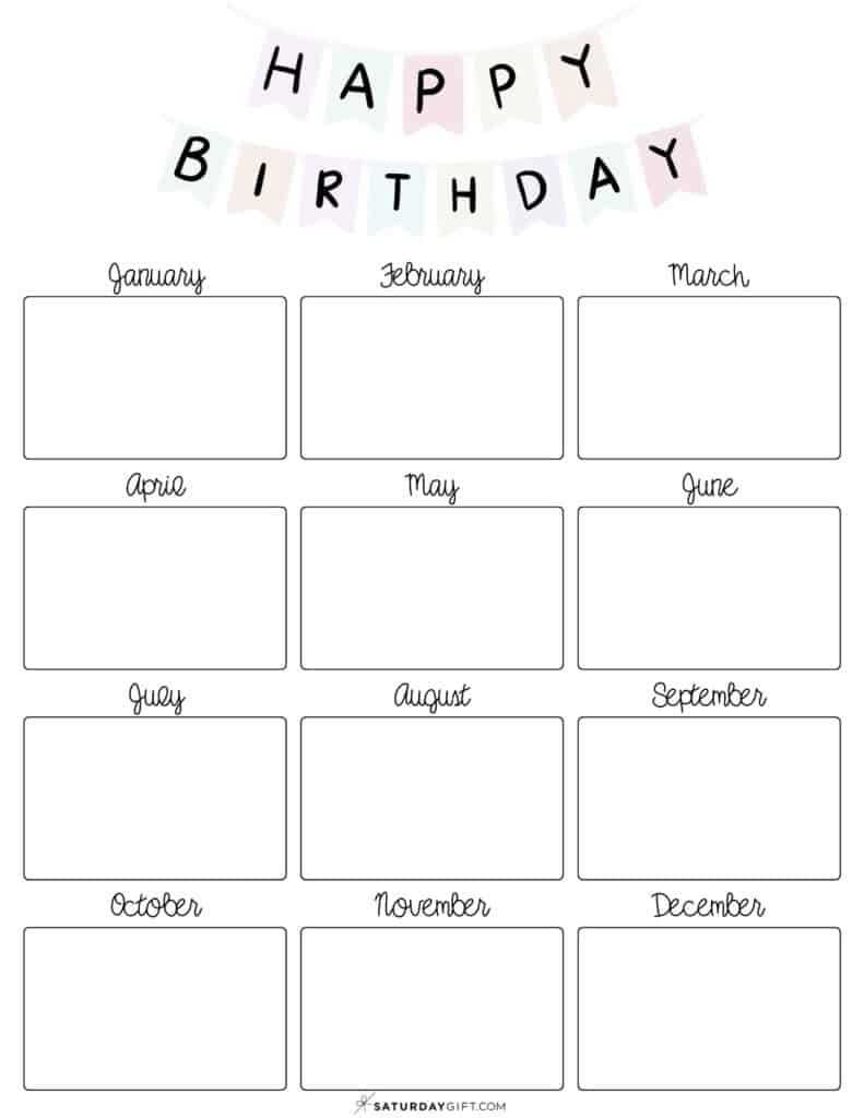 free printable birthday calendar template