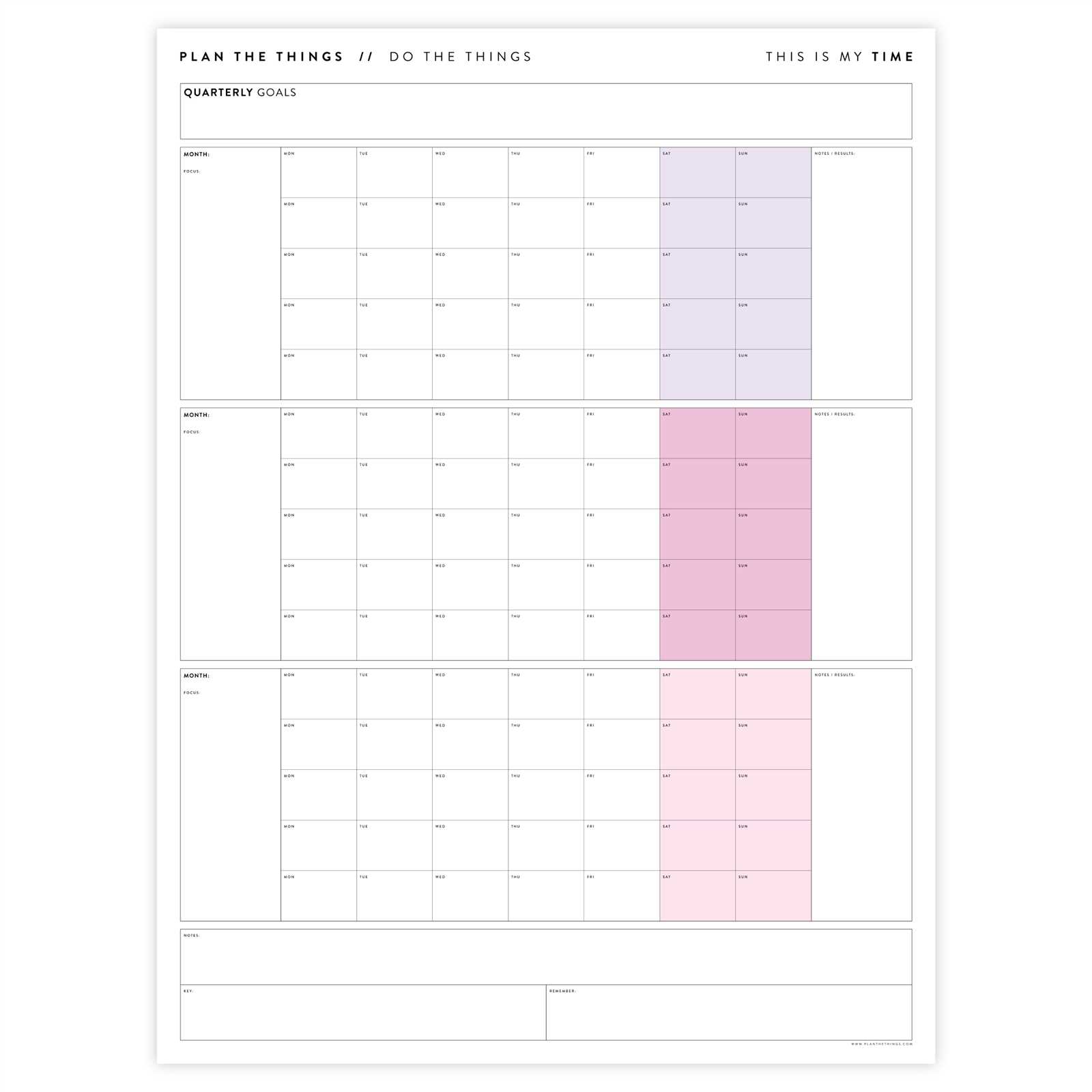 blank quarterly calendar template