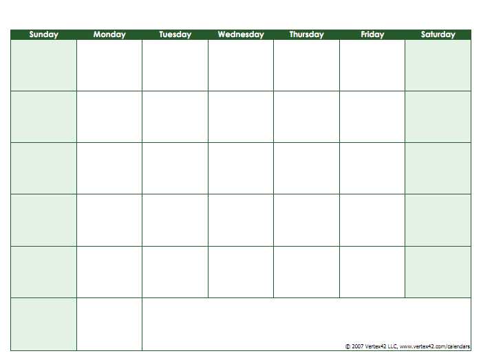 saturday to friday calendar template