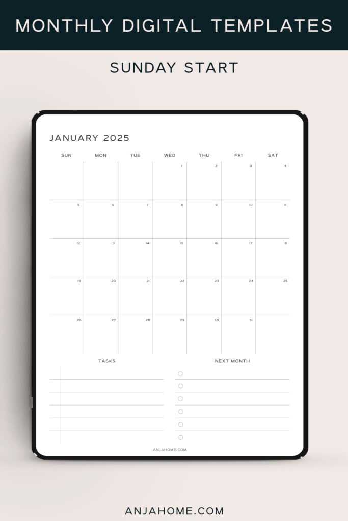 calendar notes template 2025