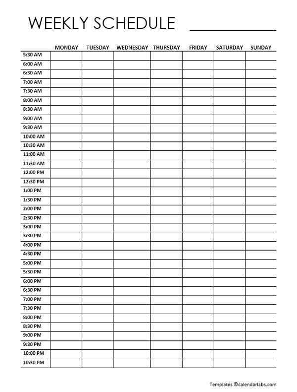 7 day calendar printable template