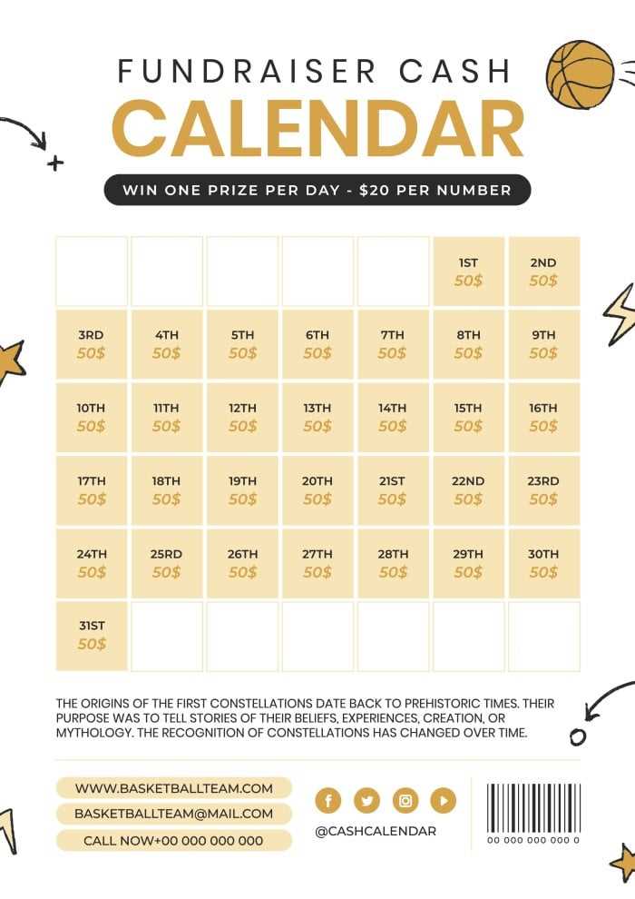 sponsor a day calendar fundraiser template