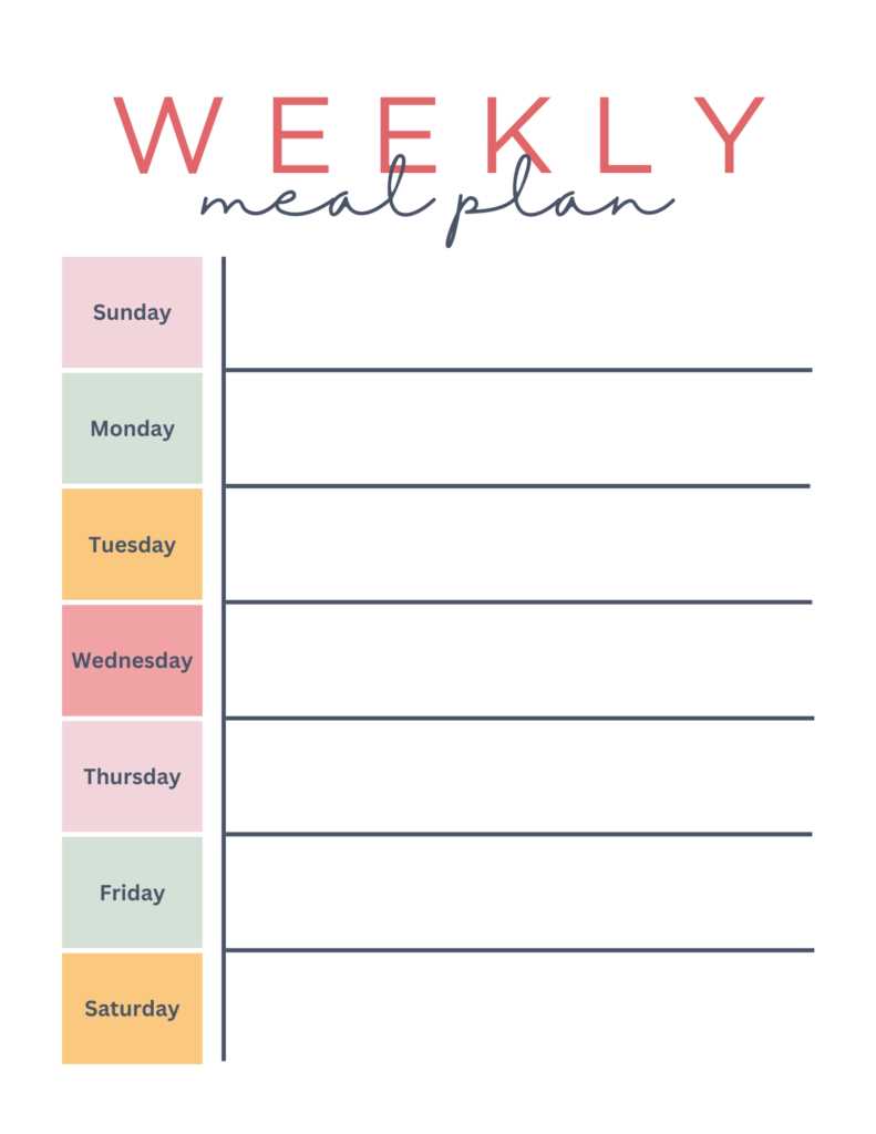 monthly food calendar template