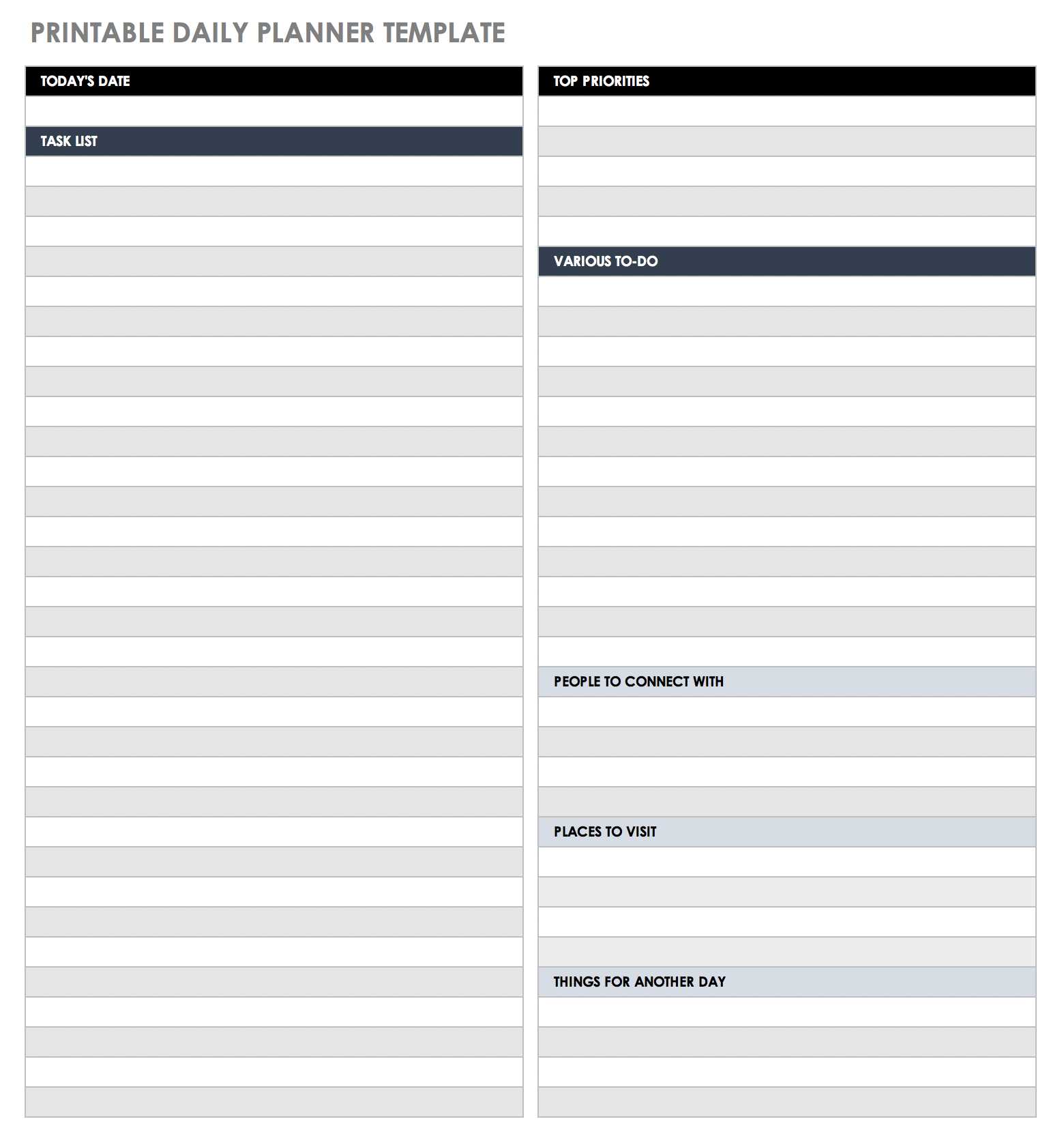 daily planner calendar template