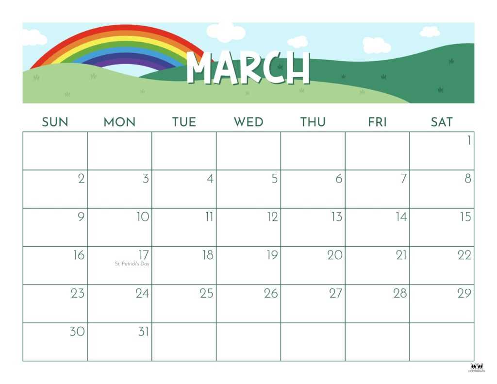 free calendar template march 2025