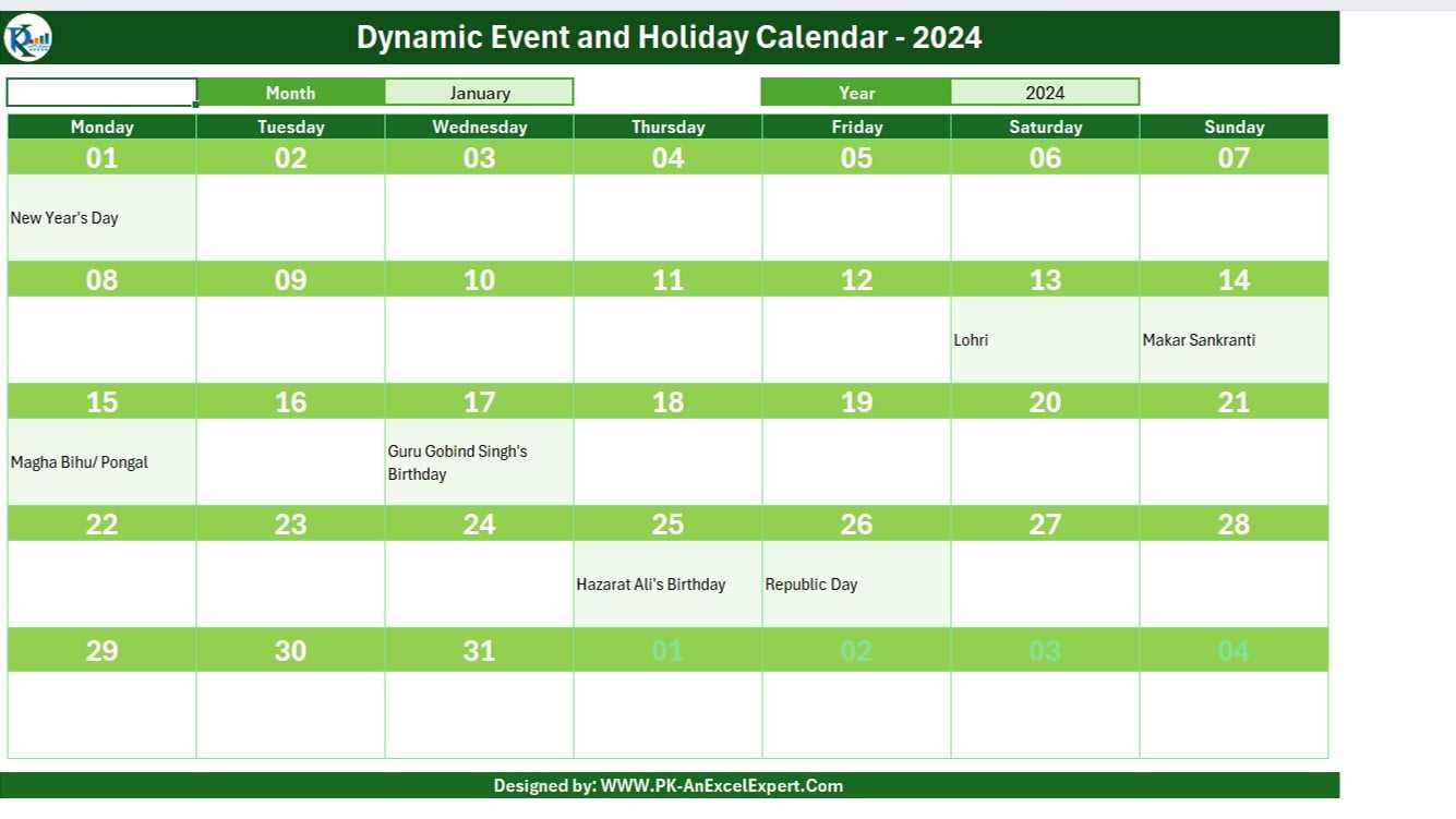 event calendar spreadsheet template