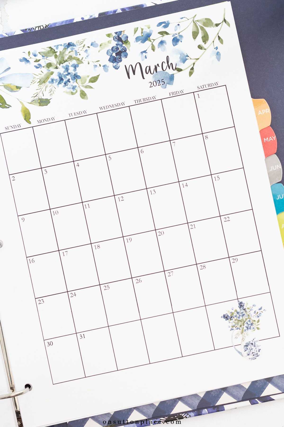 mini binder calendar template