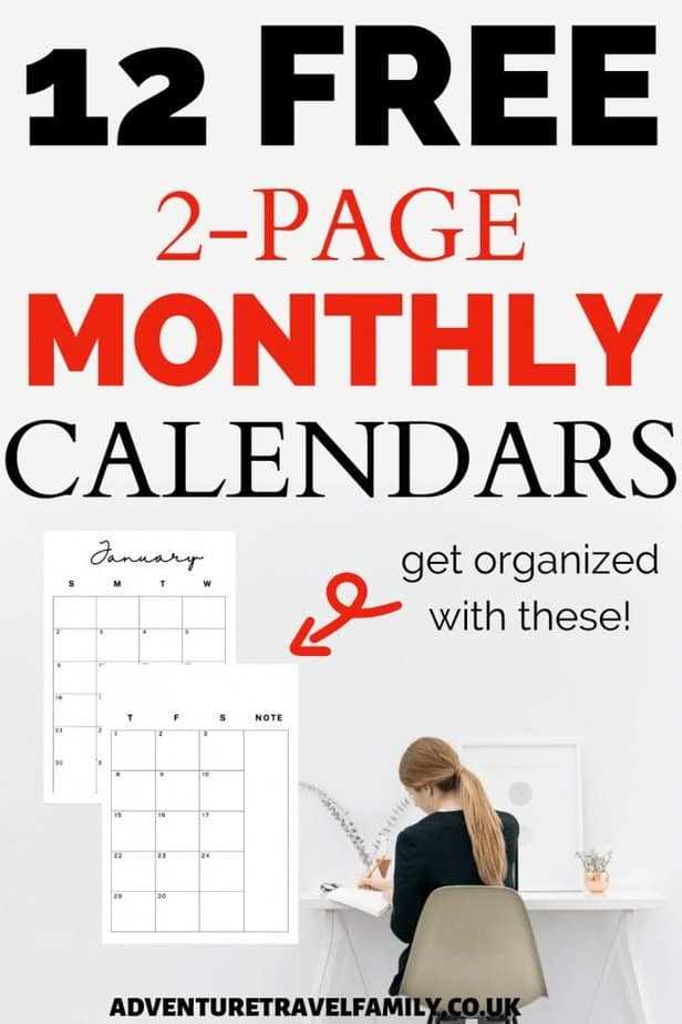 free 2 month calendar template