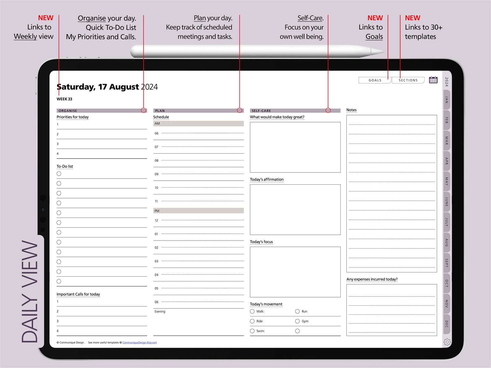 goodnotes free calendar template