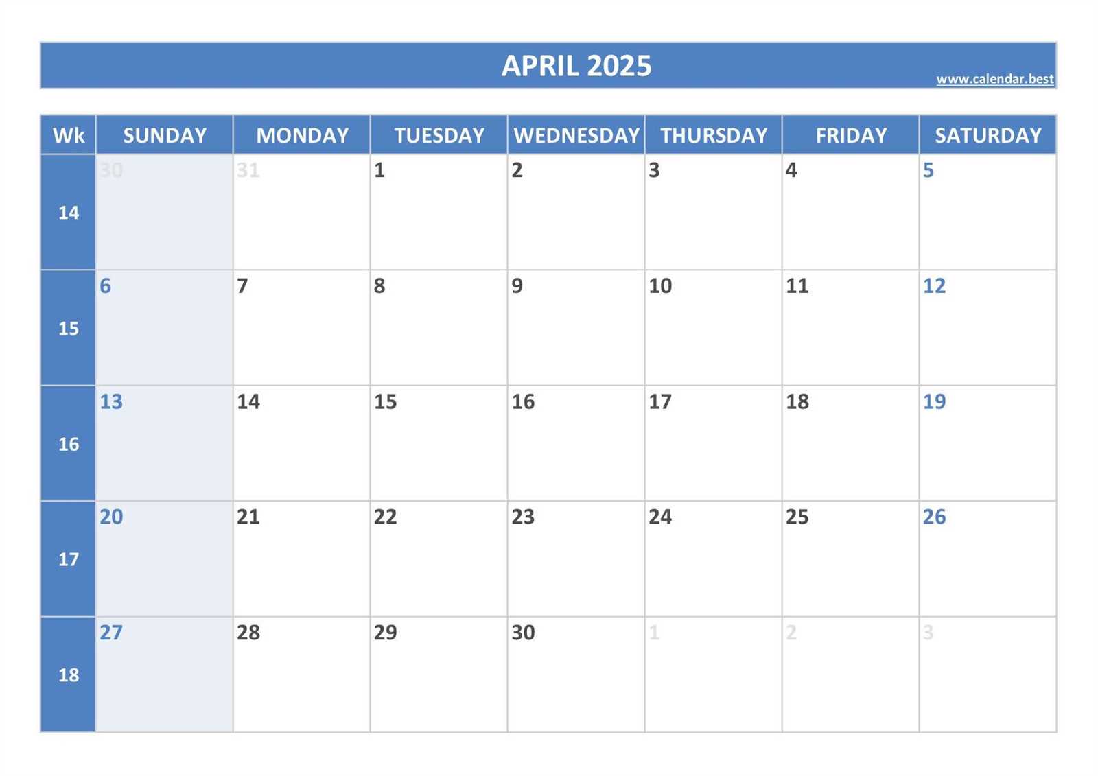 april calendar 2026 template