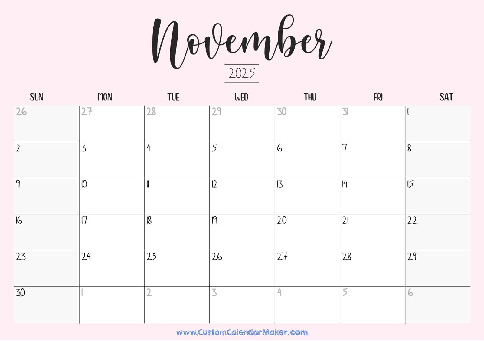 free november 2026 calendar template