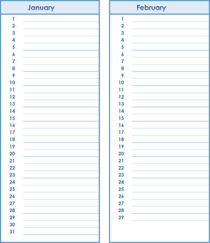 birthday calendar template printable