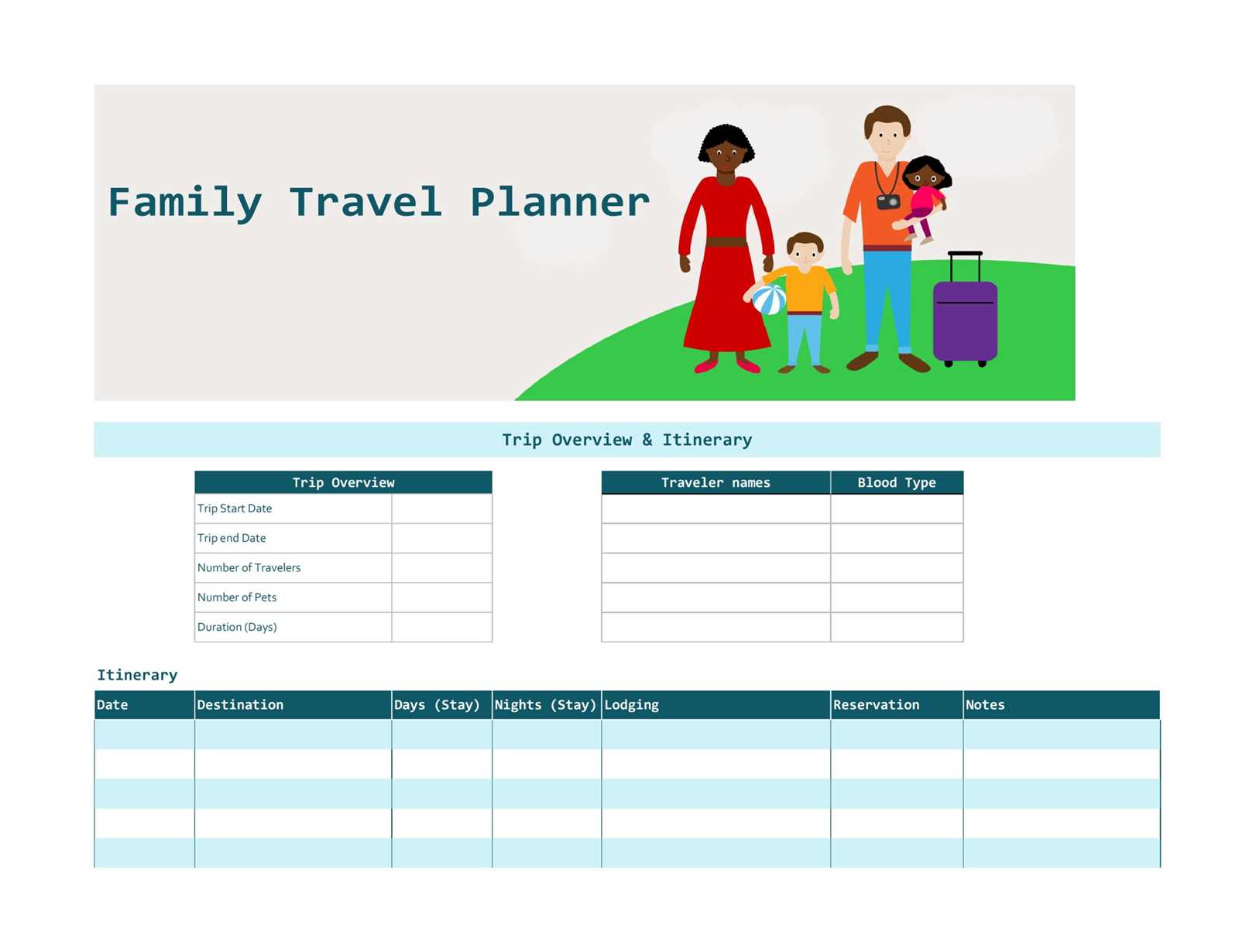 travel calendar template free