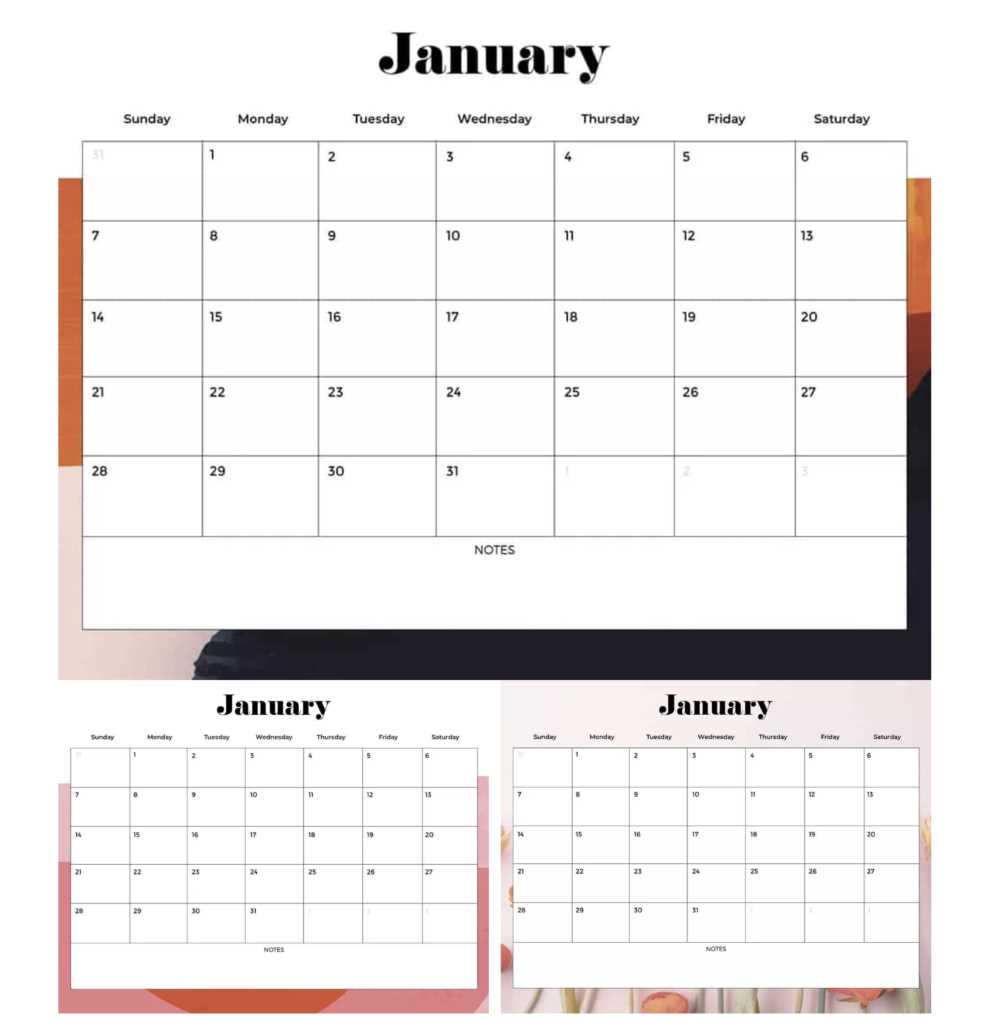 calendar template pretty