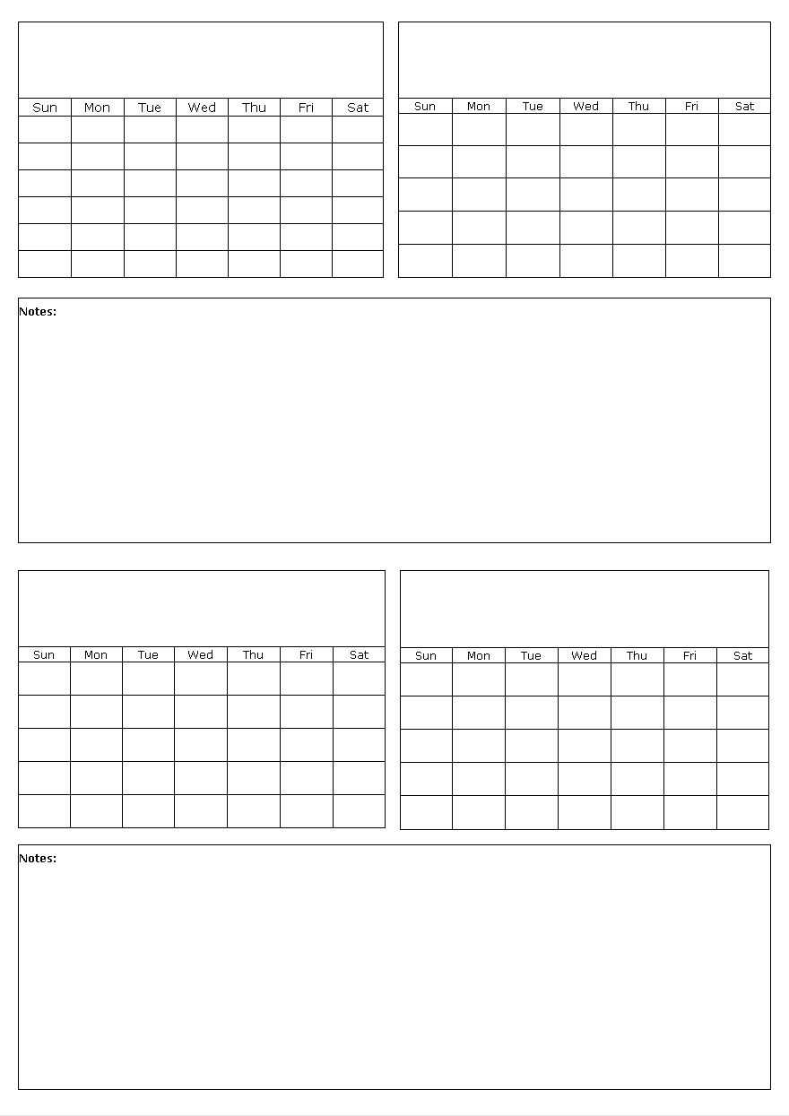 4 month planning calendar template