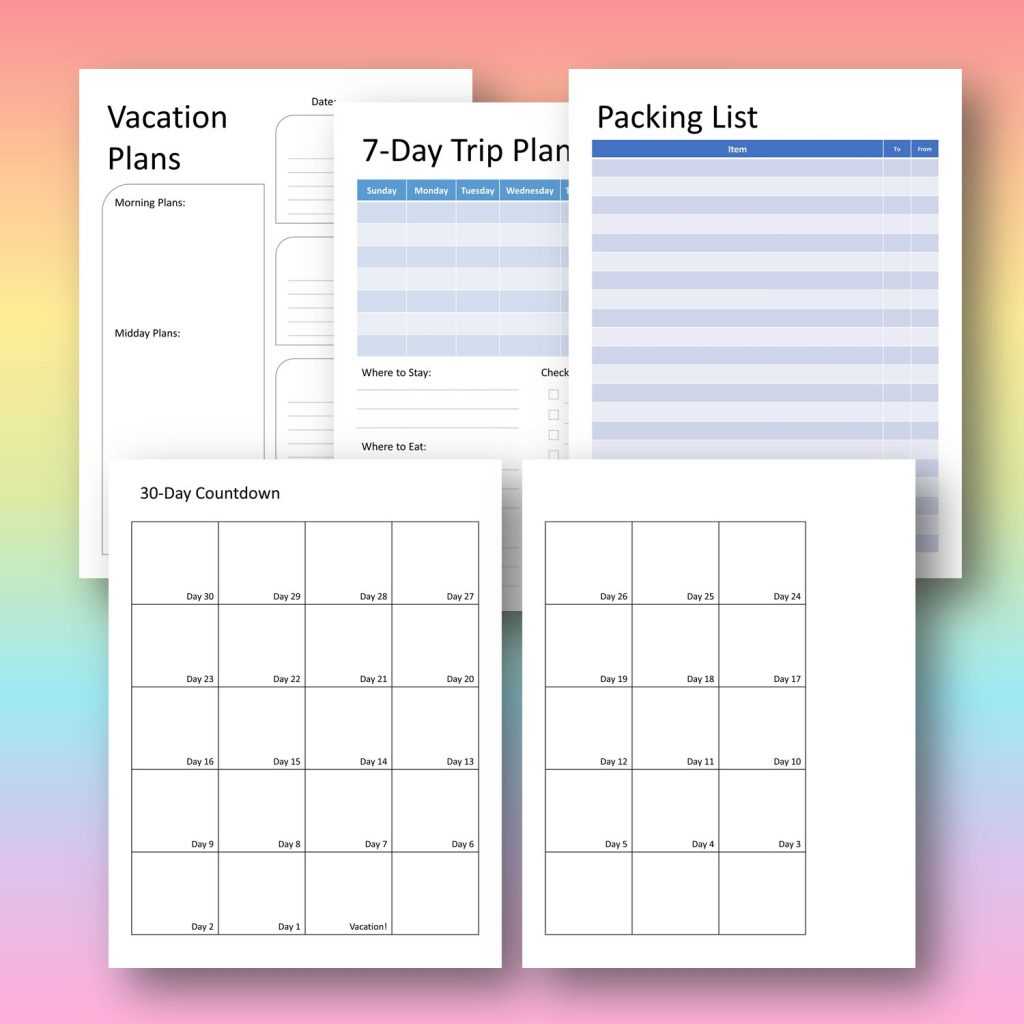 blank vacation calendar template