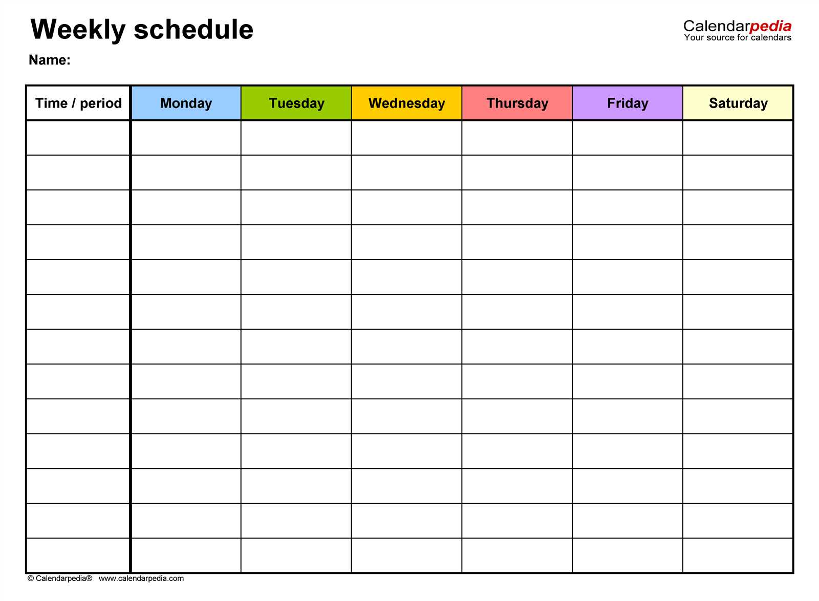 microsoft weekly calendar template