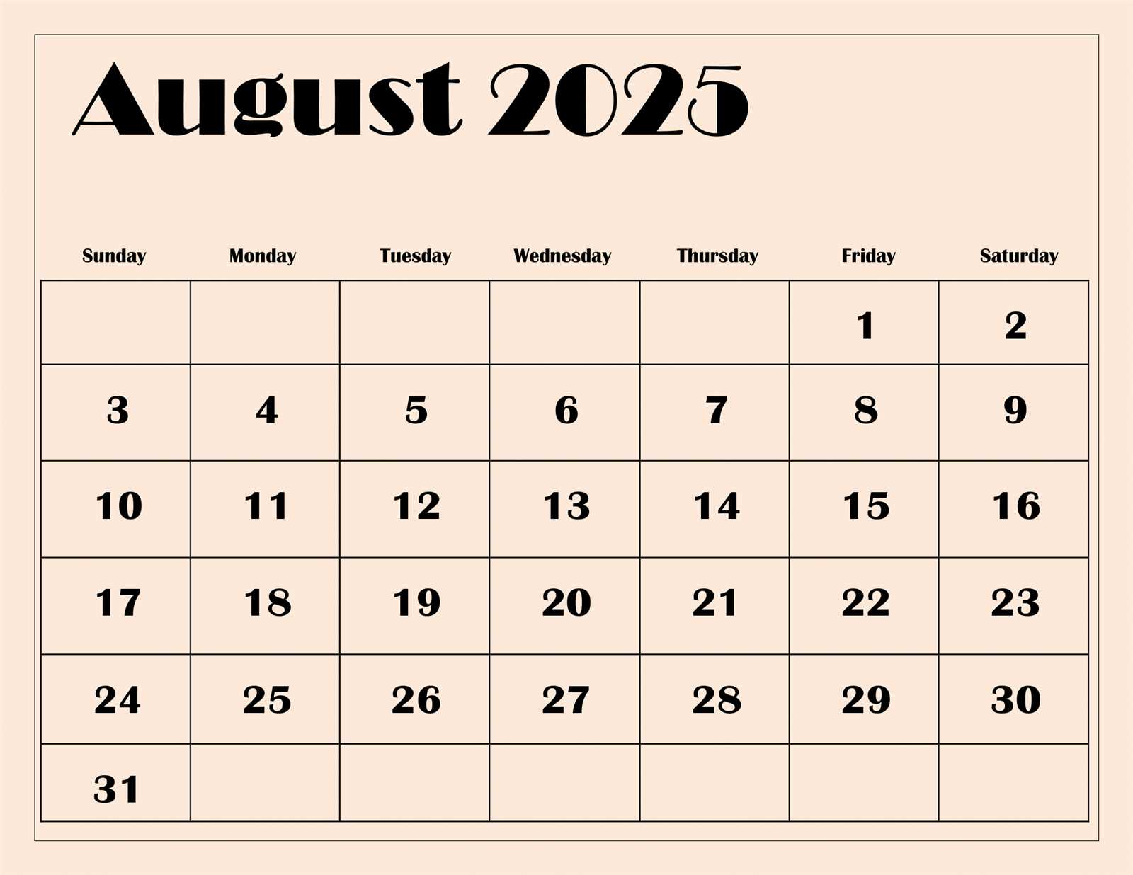 calendar august template