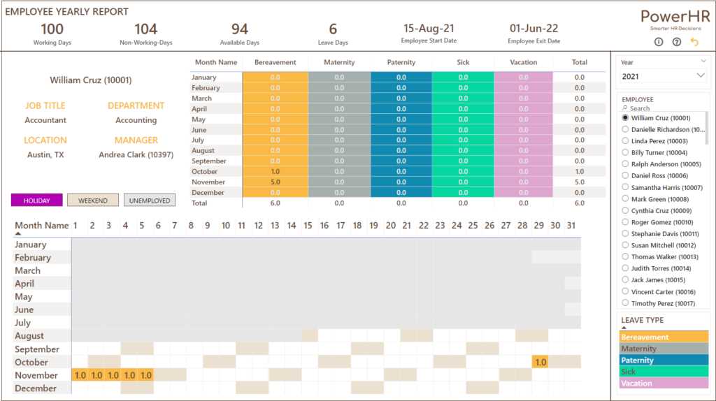 staff leave calendar template