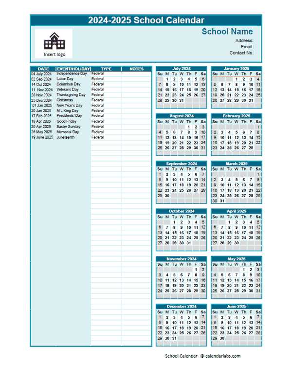 academic calendar 2025 17 template