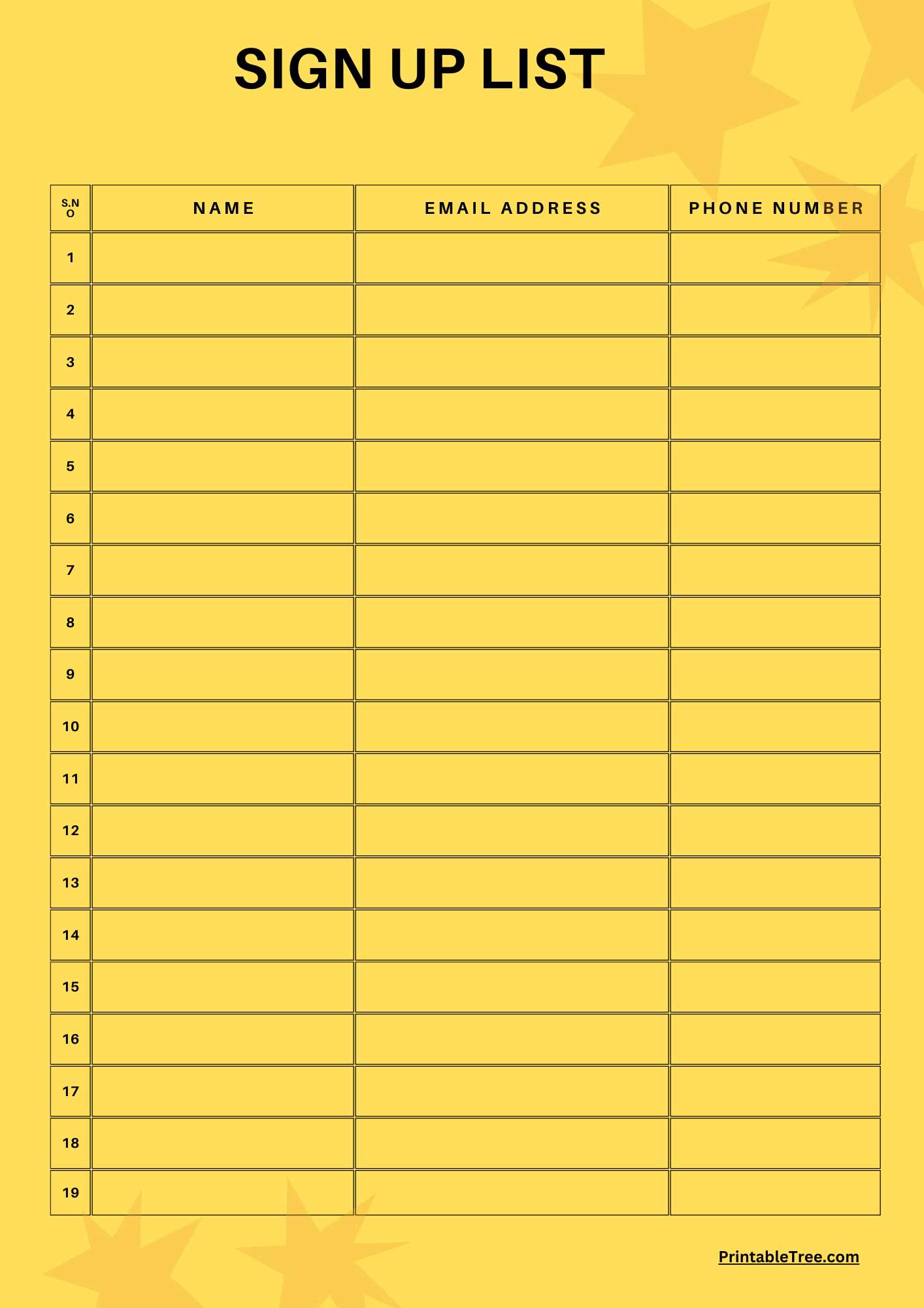 monthly calendar sign up sheet template