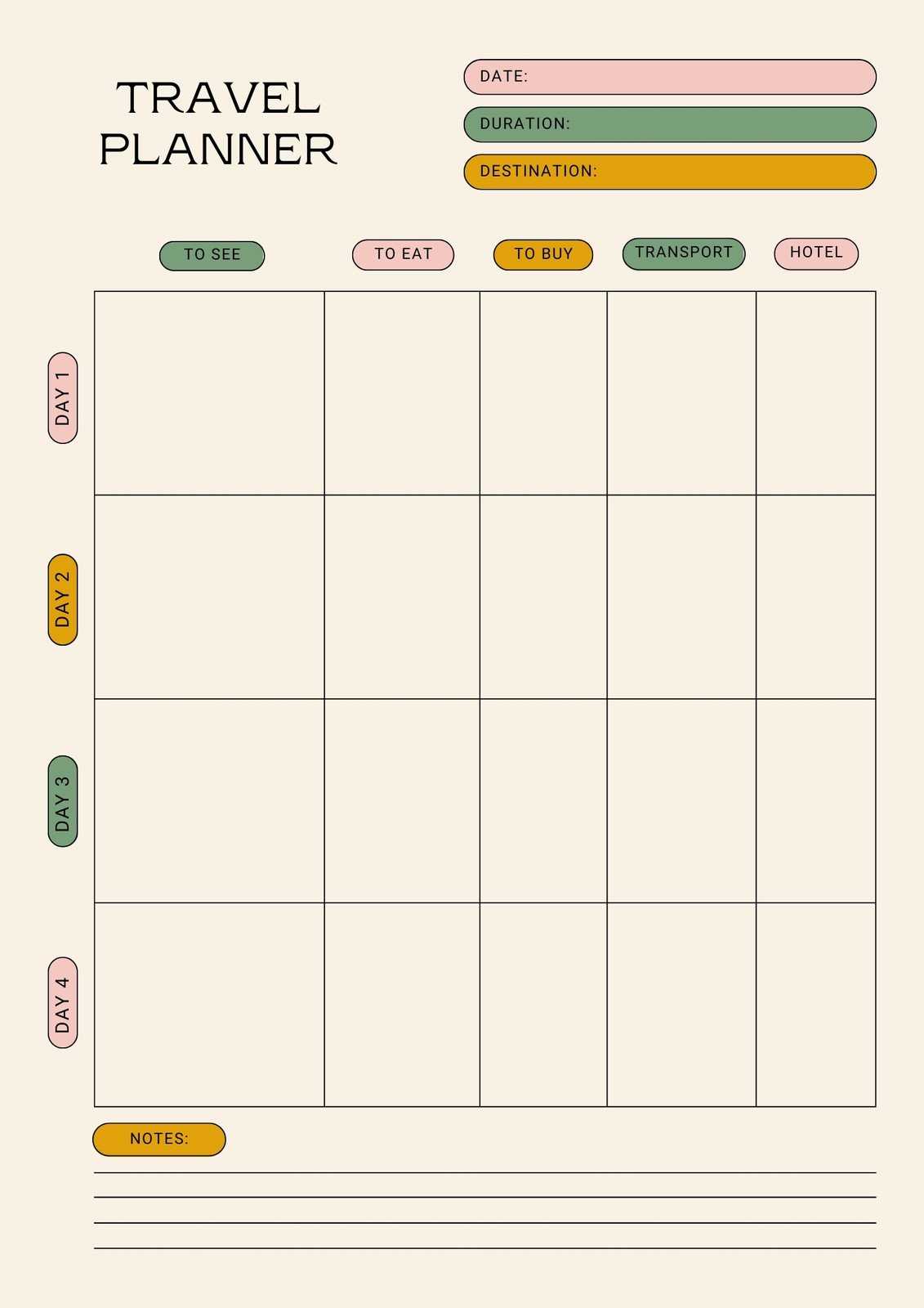 tour calendar template