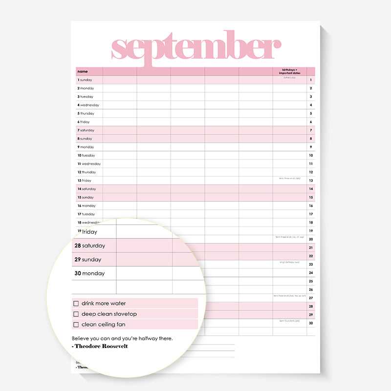 family calendar template