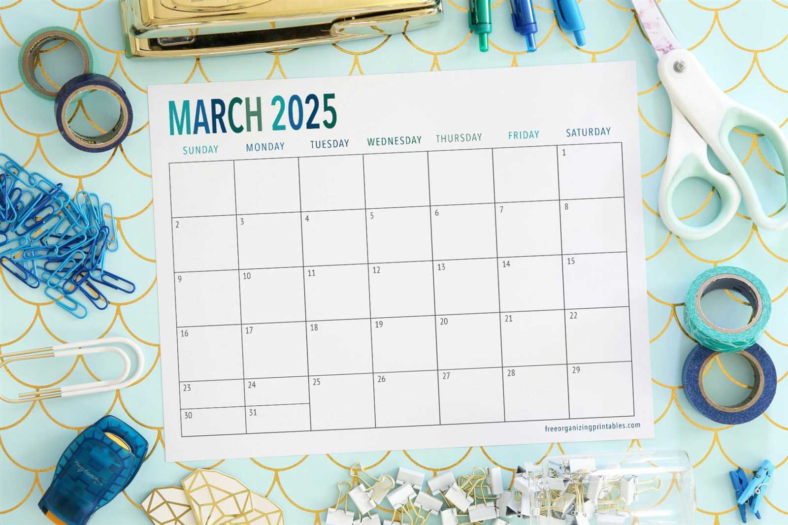 blank march calendar template 2025