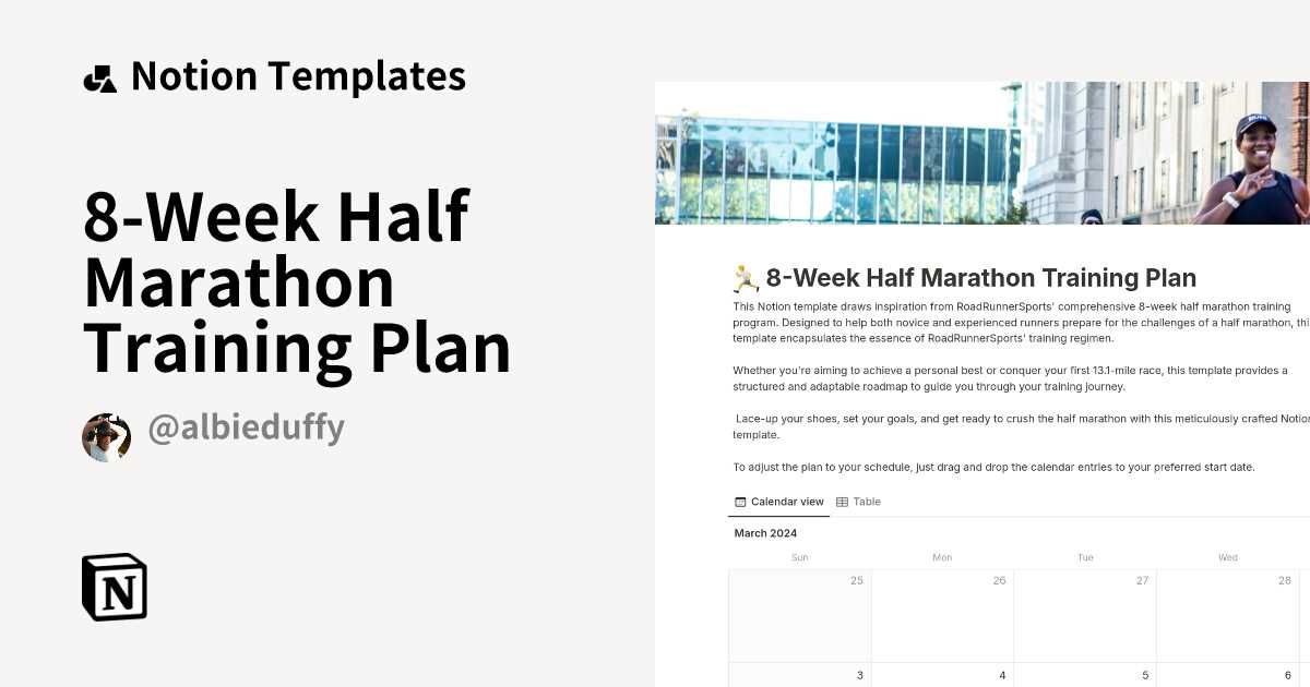 running training calendar template