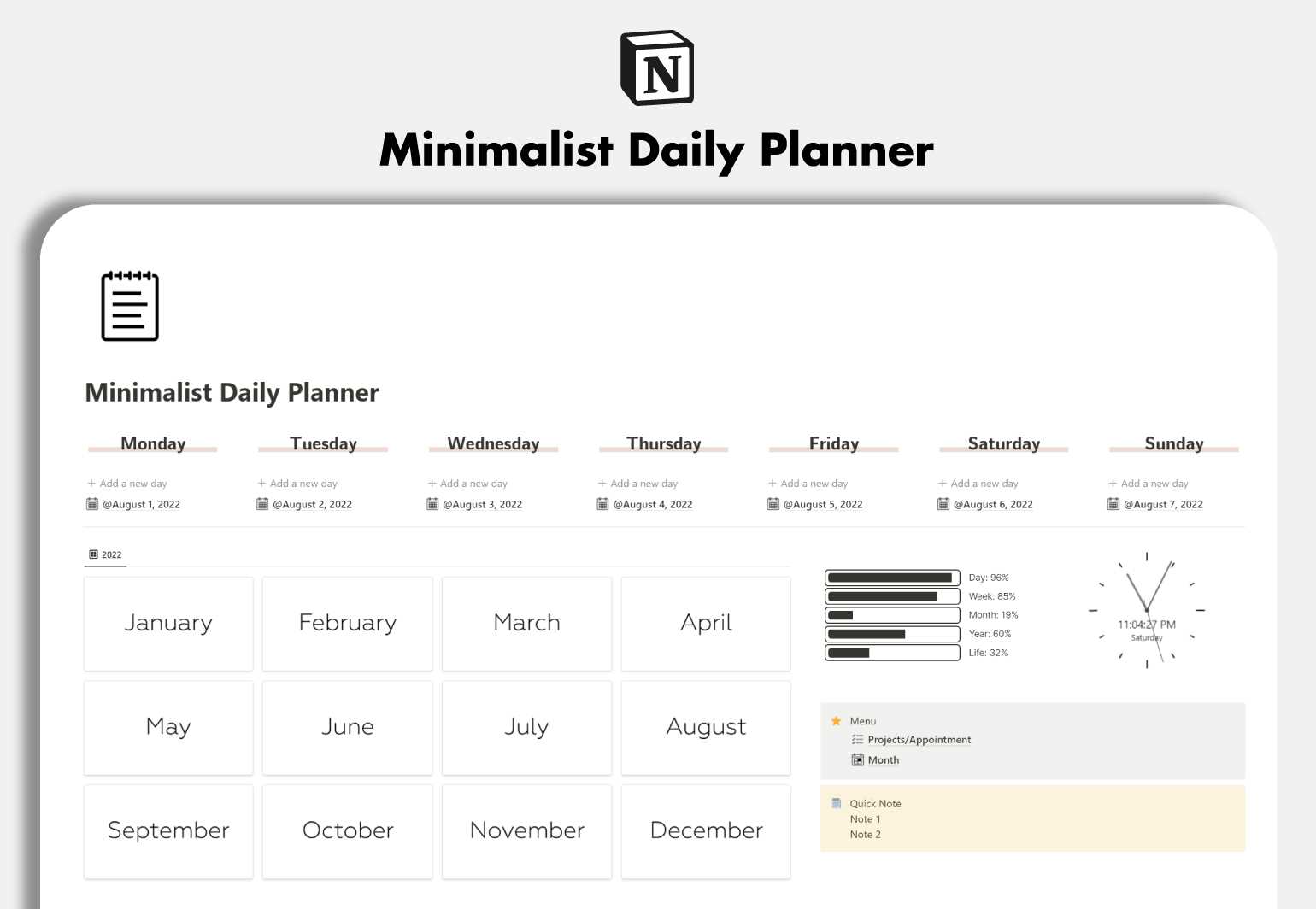 notion daily calendar template