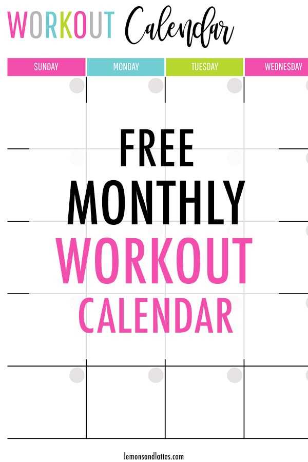 workout monthly calendar template