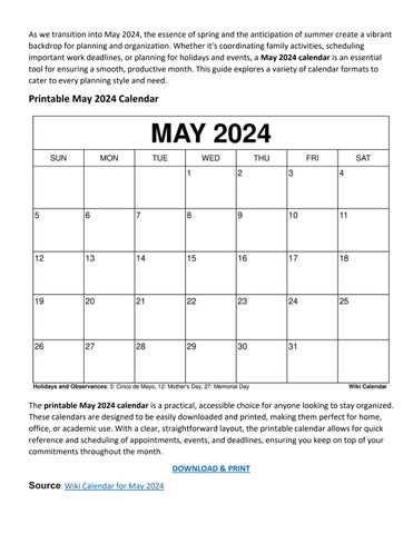 printable may calendar template